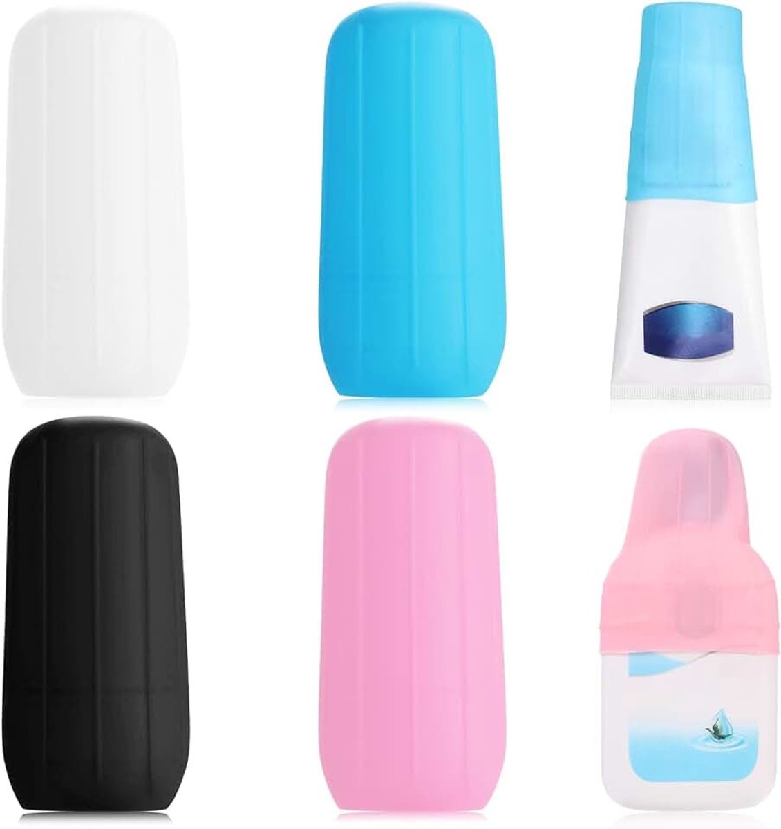 4 stuks Elastische Hoezen voor Op Reis, Siliconen Lekvrije Hoezen Herbruikbaar Toilettas Lekhoezen voor Toiletartikelen Shampooflessen Reiscontainer Benodigdheden voor Vrouwen (Meerkleurig)