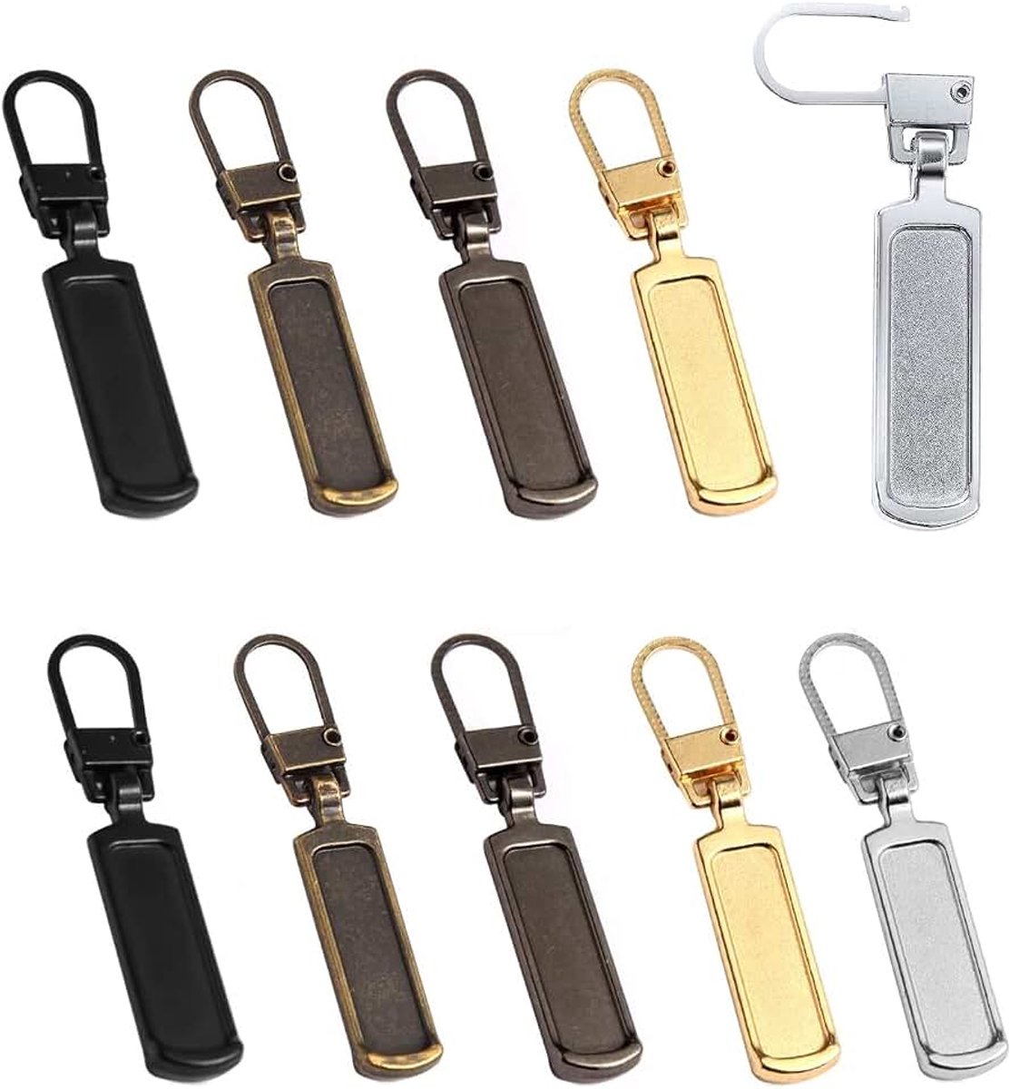 Ritssluitingen, 10 stuks, universele ritssluitinghanger, afneembare metalen ritssluiting, set met ritssluiting voor jassen, jeans