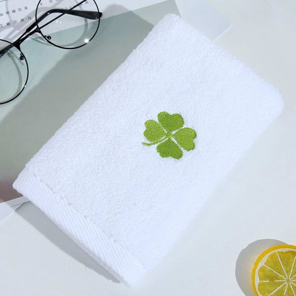 Badhanddoek Handdoek Driedelige Set Effen Katoen Handdoeken Baddoeken Leuke Huishoudelijke Geborduurde Badkamer Handdoek Wrap Toallas, Vier,blad klaver,70x140cm
