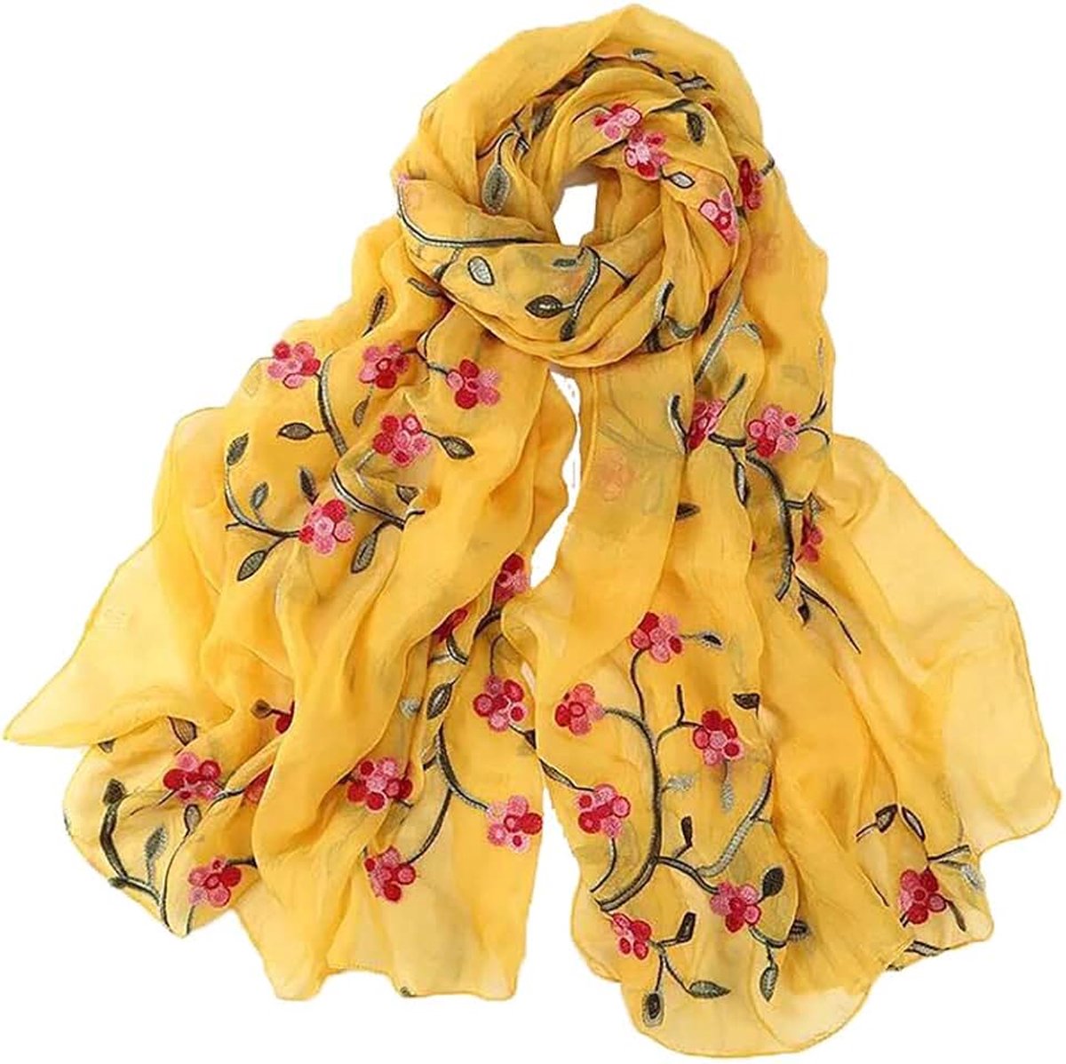 Sjaal Dames Kleurrijke Bloemenprint Grote Sjaal Ultralicht Ademend Elegant