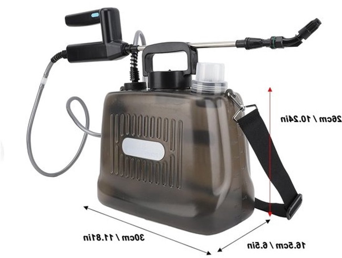 Plus - Elektrische rugspuit van 8 L, 2000mAh, USB-oplaadbaar - Tuinsproeier voor onkruid en bloemen - Batterijaangedreven - Draagbaar - Voor het wassen van auto's