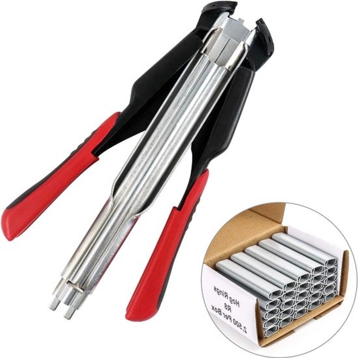 Hog Ring Pliers Kit - Voor hekken, matrassen, autostoelen en dierenkooien - 2500 Hog Rings