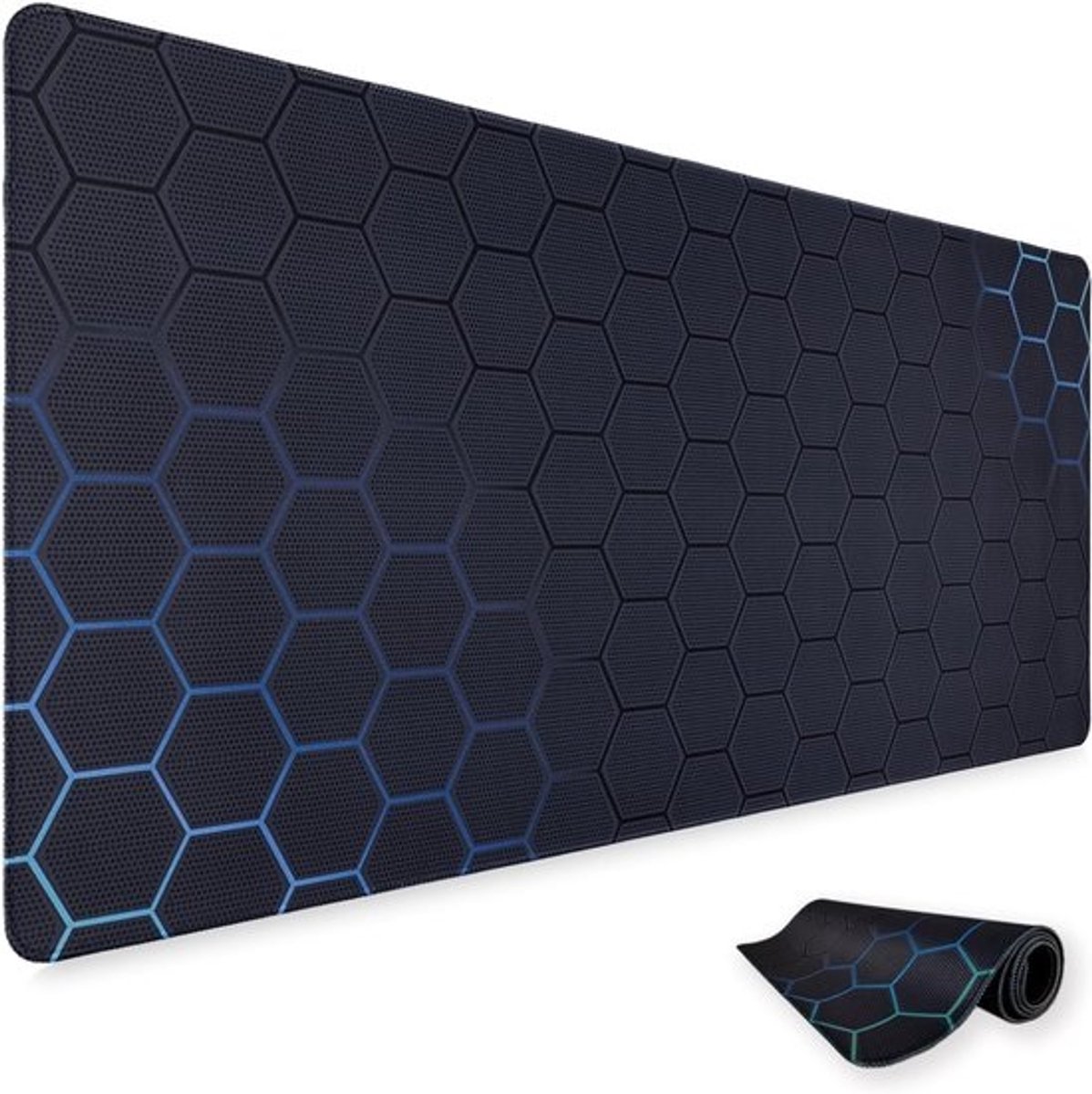 Grote Gaming Muismat 900x400mm in Blauw en Cyaan met Antislip Rubber Onderkant voor Optimaal Comfort en Precisie