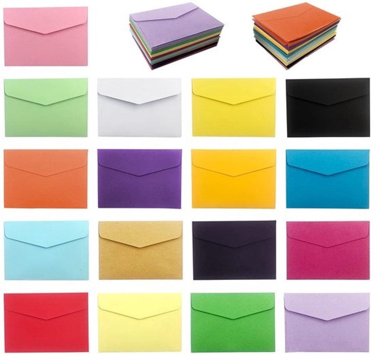 Dailygoods- Mini Enveloppen 170 Stuks - 17 Kleuren - Zelfklevend - Cardstock - Geschikt voor Wenskaarten - Formaat 4,5x3,2 inch - Cadeau-enveloppen