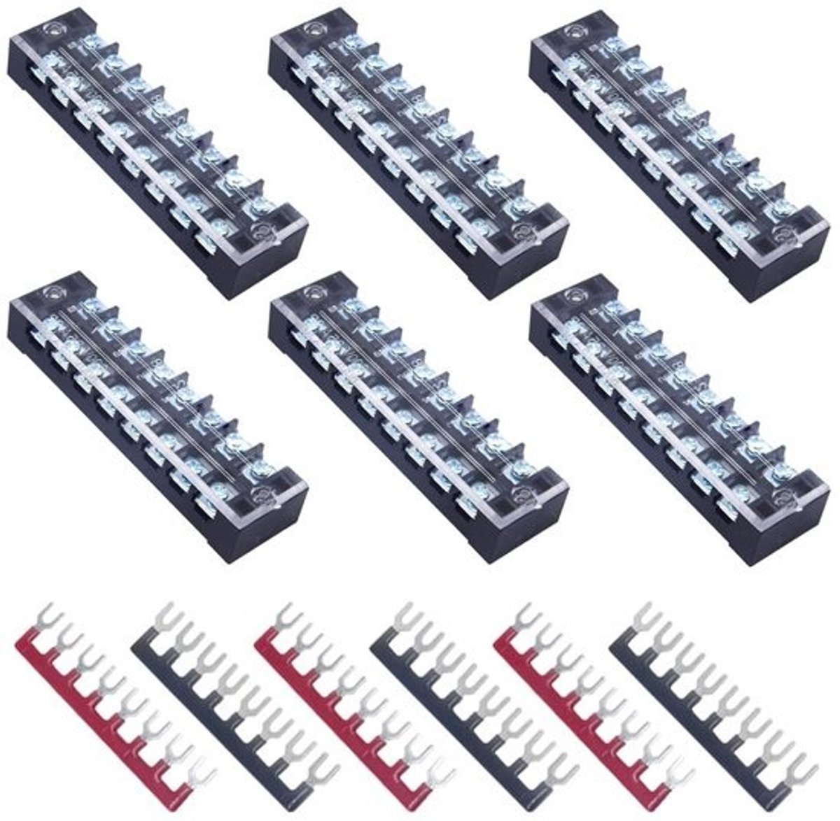 Schroefklemmenblokken - en terminalstrips - Set aansluitklemmen - Voor het maken van elektrische verbindingen - Dubbele rij - geïsoleerd