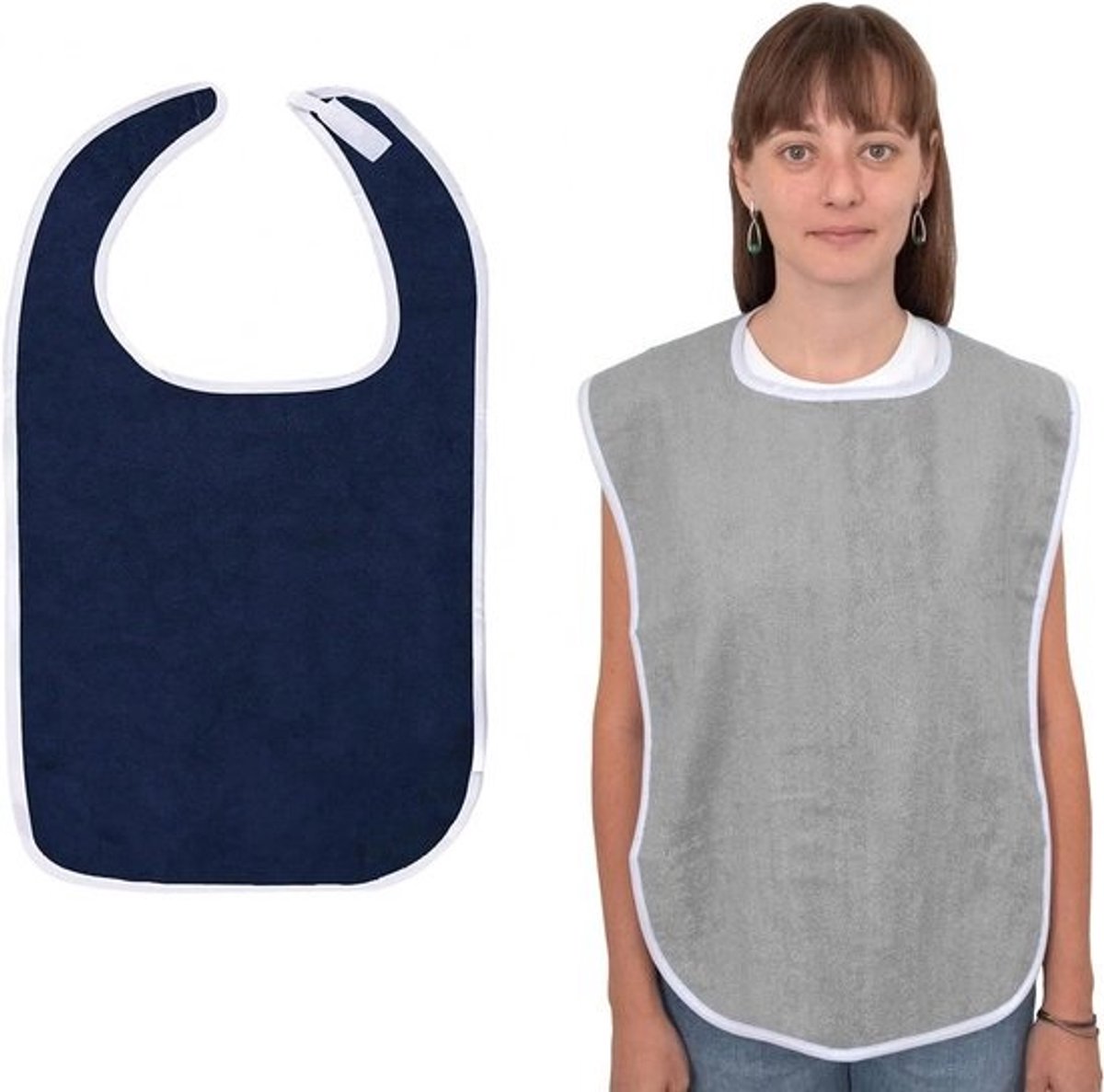 Eetschorten voor volwassenen - 2 stuks zachte badstof - Bescherming voor kleding - Voor mannen, vrouwen en ouderen met beperkingen, donker, one size
