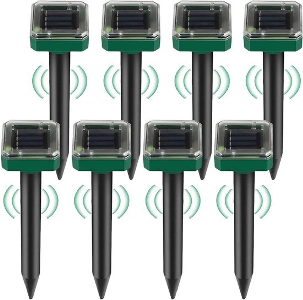 Ultrasone solar mollenbestrijding en woelmuizenbestrijding - set van 8 - weerbestendig
