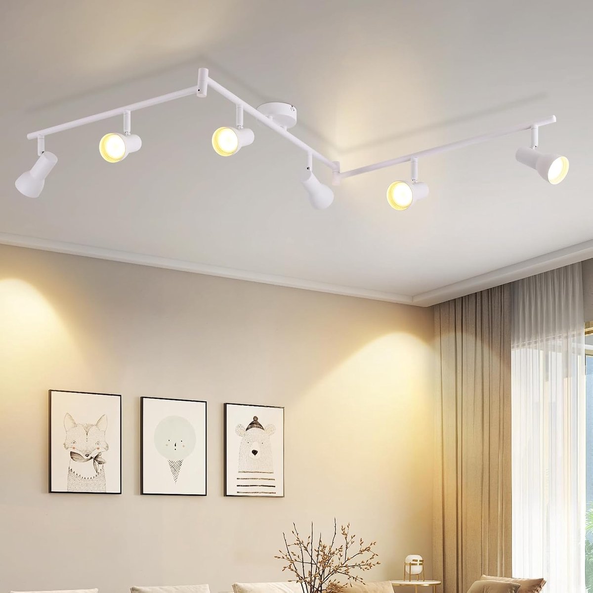 6-Zwarte plafondlamp modern design, 350 draaibaar GU10 spots voor