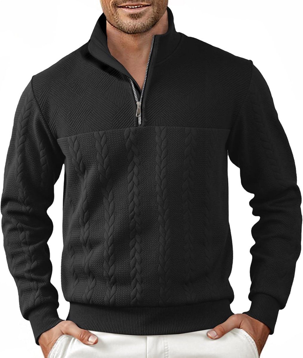 Pullover heren zip hals sweatshirt opstaande kraag gebreide trui lange mouwen lichte werktrui