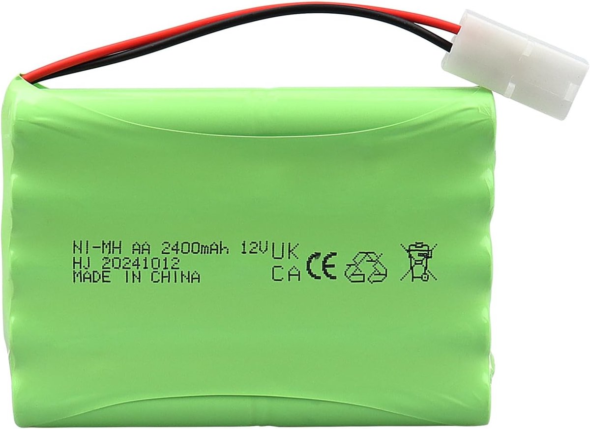 Accu MXJFYY 12 V 2400 mAh NI-MH met KET 2P-aansluiting, AA-RC-batterij voor op afstand bestuurd speelgoed en elektrisch gereedschap, bouwvoertuig, vrachtwagen met kanteluitsparing