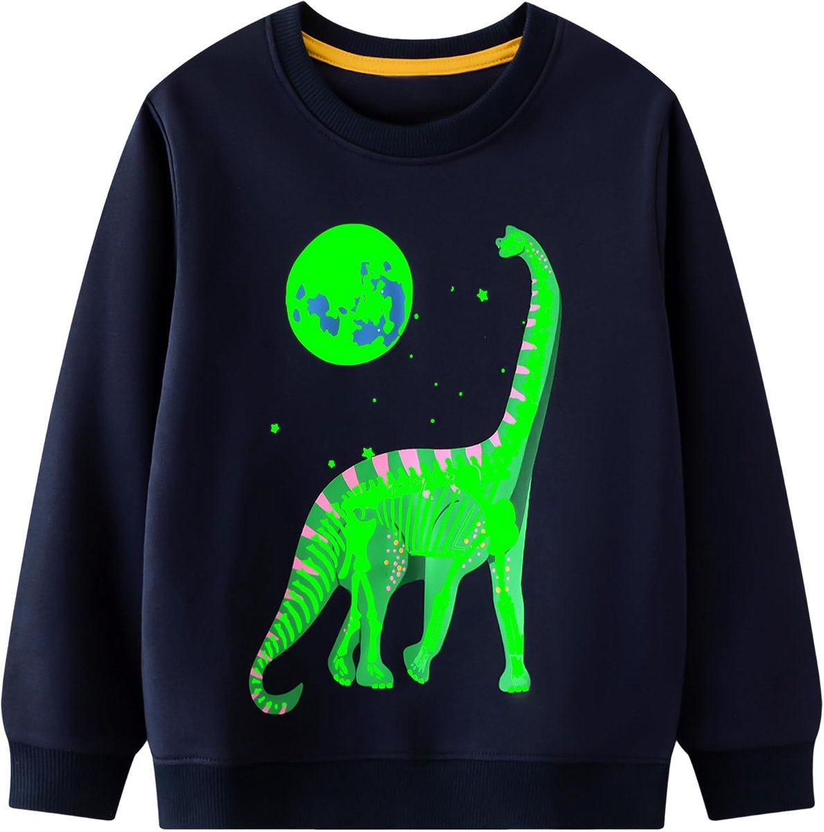 Sweatshirts Glow in the Dark Katoenen Trui Kinderen Dinosaurus Print Lange Mouwen Shirts Zacht Activewear Streetwear Halloween Bovenkleding 2-7 Jaar, Maat 92-122