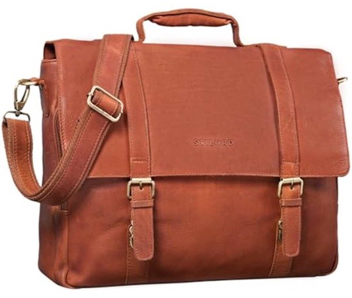 Grote Leren Business Bag voor 15.6 Inch Laptop - Vintage Schoudertas