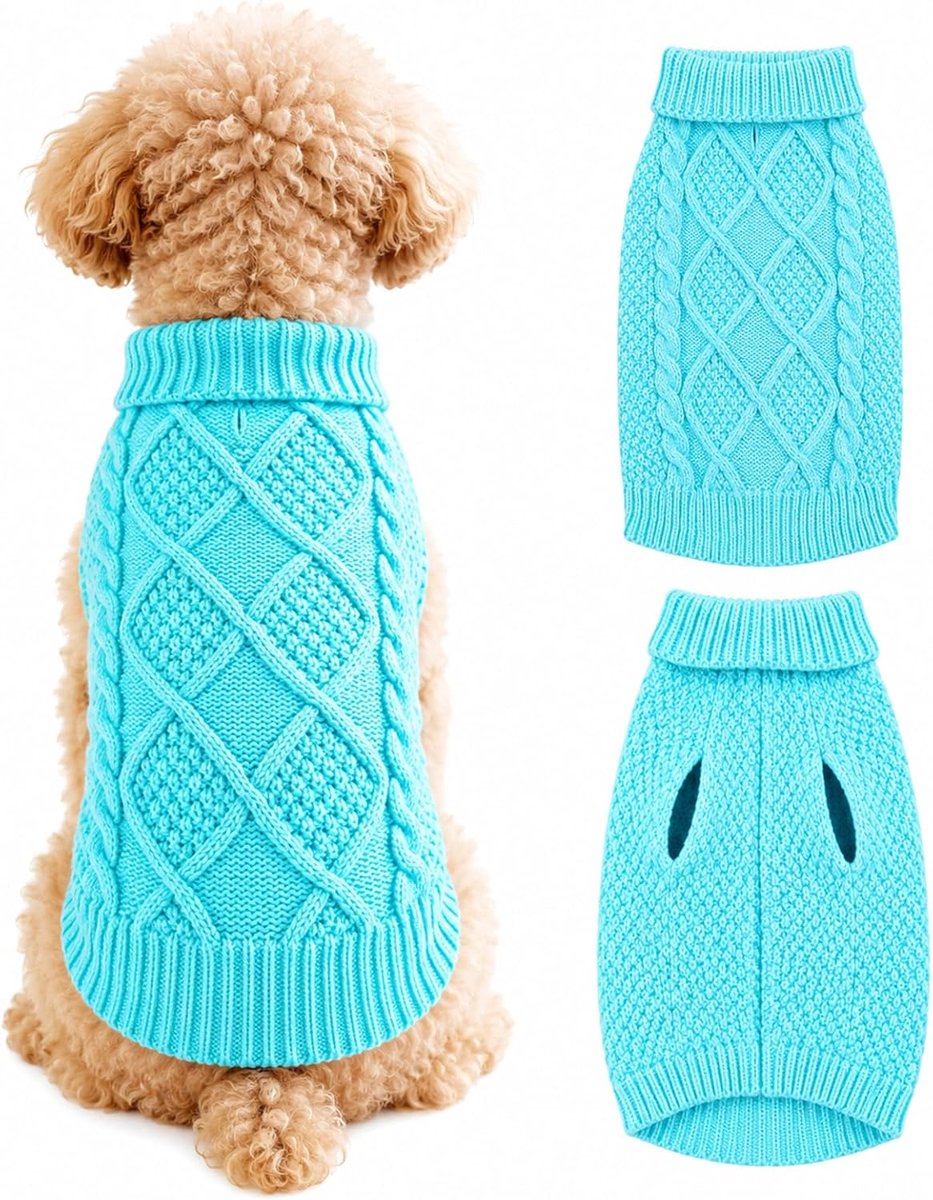 Truien, zachte gebreide trui huisdier outfit met riemgat, winterjas warme truien voor kleine, middelgrote en grote honden, zachte warme huisdiergebreide kleding voor herfst