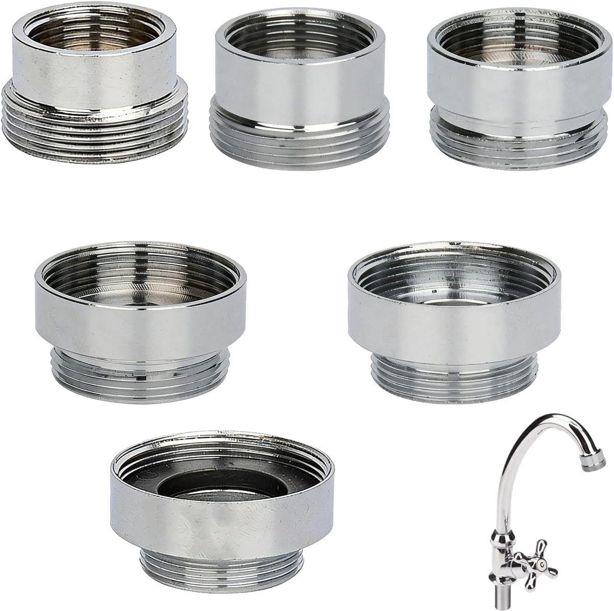 6 stuks kraanadapter M22, buitenschroefdraad, beluchter, kraan, adapter, geschikt voor het aansluiten van keukenkranen, waterreiniger-adapters en beluchters (B)