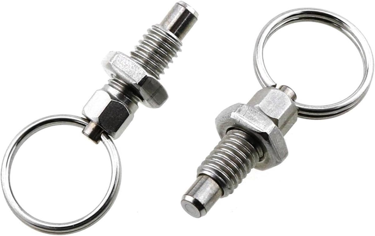 2 stuks roestvrijstalen vergrendelbouten met trekring, roestvrijstalen veerstoters, inschuifbare borgpen voor elektrische apparaten (M10)