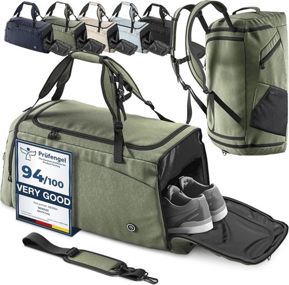Gymtas voor Sport en Reis - 40L/60L | Trainingsrugzak met Schoencompartiment en Vak voor Nat Kleding