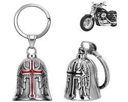 Guardian Bell, 2 Pieces Bicycle Bells, Stainless Steel Lucky Charm, Motorcycle Bell, Chrome for Motorcycle Accessories or Keychain