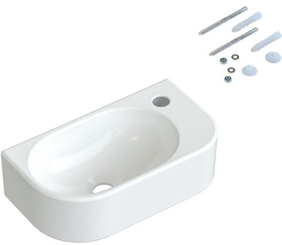Wastafel Ovaal Vierkant - Handwastafel Gastentoilet - Ruimte Besparen - Ultradunne Rand - 40x215 cm - Wit