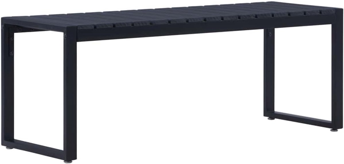 120,5 cm, PS-plaat, zwart, terrasbank, parkbank, tuinbank, gazonbank voor tuinen, balkons, terrassen, parken