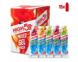 High5 High5 Energy Gel Aqua Mixed Box - 15 x 66 gram - 23 g koolhydraten per gel - Vloeibare energiegel zonder extra water - 8 zonder en 7 met cafeïne