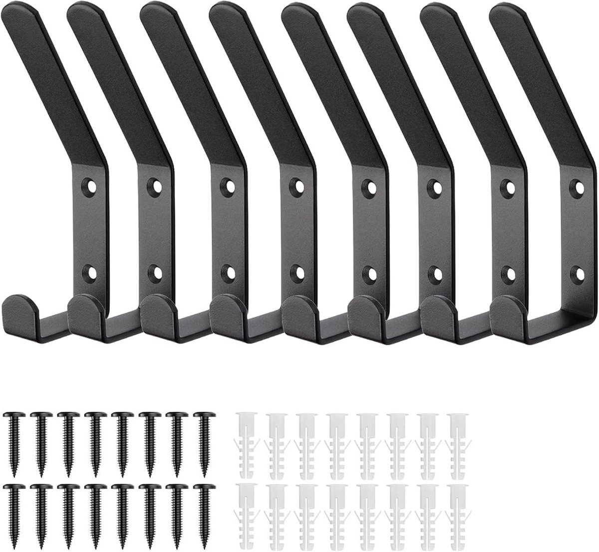 8 stuks akoestische panelen, wandpanelen, kledinghaken, haken voor akoestische panelen, dubbele garderobehaken, zwart, voor akoestisch paneel