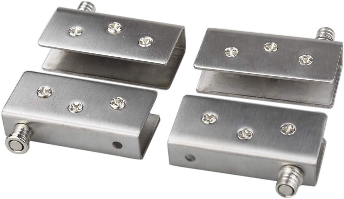 Douchedeur scharnier - RVS - L voor 10-12 mm glas - Roestvrijstalen 4-delige set - Voor glazen deuren