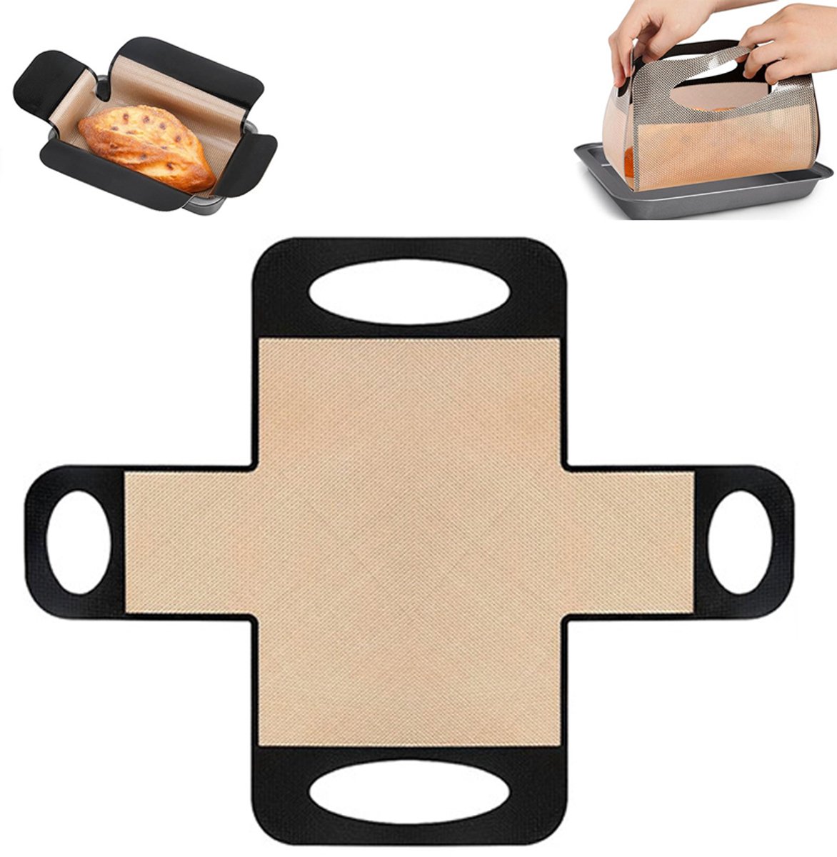 Siliconen bakmat - Bakmat - Broodvormvoering - Siliconen zuurdesemvorm - Gemakkelijk schoon te maken - Hittebestendig en antiaanbak - Herbruikbaar - Geschikt voor ovens, bakplaten, zuurdesem, toast en zelfgebakken brood - Zwart