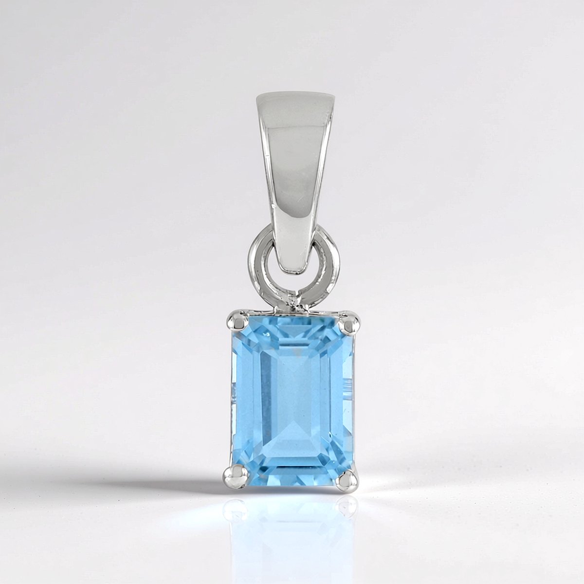 Cavill - Elegante Zilveren Hanger - 925 Sterling Zilver met Rhodiumlaag - Hemelsblauwe Topaas 1,124 ct - Achthoekige Topaas Uit Brazilië
