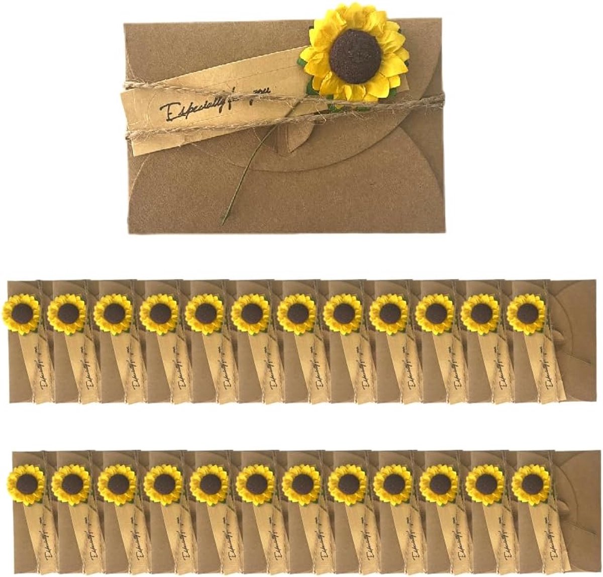 30 Stuks Zonnebloem Vintage Kraftpapier Bruiloft Enveloppen, Diy Wenskaart, Cadeaukaarten Met Touw Voor, Kerstkaart, Verjaardagen, Bruiloften, Vrienden, Familie, Geluksgeschenken Unisex