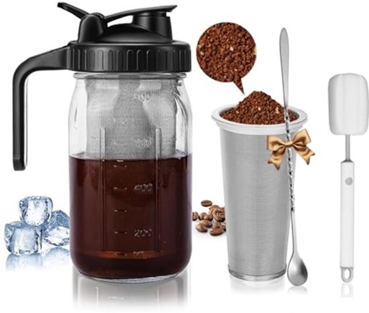 800ml Cold Brew Coffee Maker met RVS Filter en Handvat voor Iced Coffee