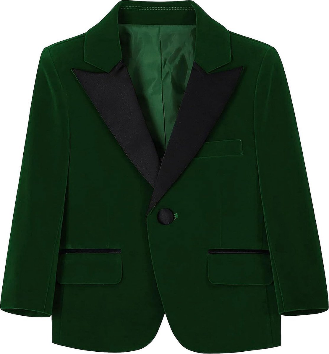 Mintgreen Blazer voor jongens, slim fit fluwelen smokingjack met één knop, 7-14 jaar
