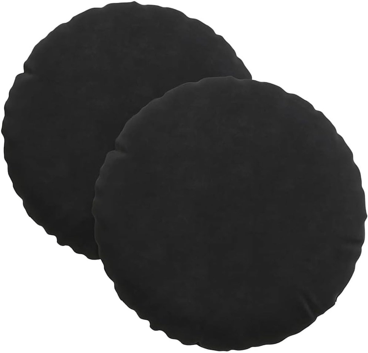 Set van 2 zitkussens, zwart, diameter 30 x 13 cm, fluweel met polyestervezelvulling, luxe zitkussen voor woonkamer, eetkamer, slaapkamer en kantoor, zacht en comfortabel, met ritssluiting