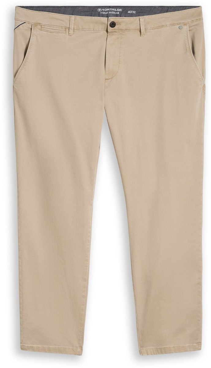 Tom Tailor - Plus Size - Chino met normale pasvorm in gewassen look - Maat 40/32 - plaza beige