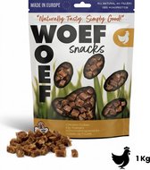 Woef Woef Snacks Hondensnacks Kip trainers 1.00 KG - Trainingssnacks Hondensnoepjes - Gedroogd vlees - Kip - vanaf 3 maanden - Geen toevoegingen