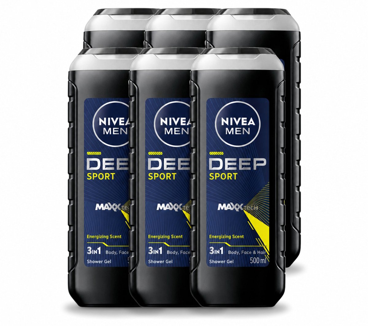6 x NIVEA MEN - Douchegel - Deep Sport - 500 ml - Voordeelverpakking - 6 stuks