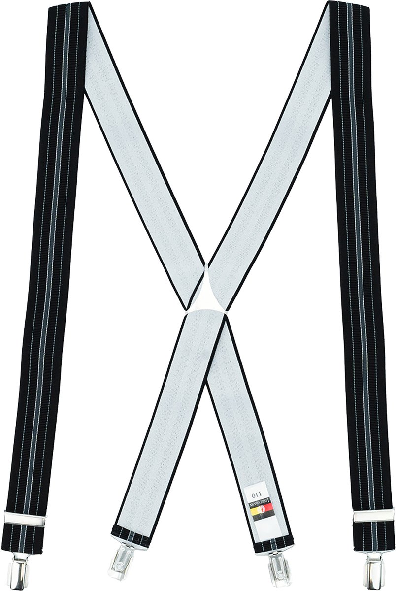 LINDENMANN heren bretels X-vorm - zwart gestreept