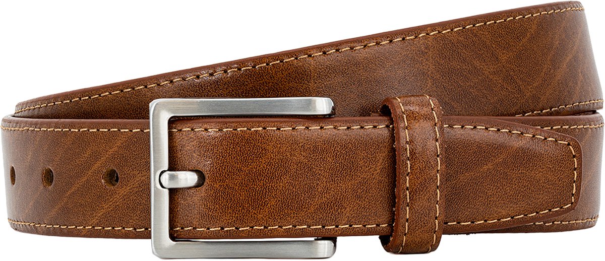 LINDENMANN leren heren riem - cognac