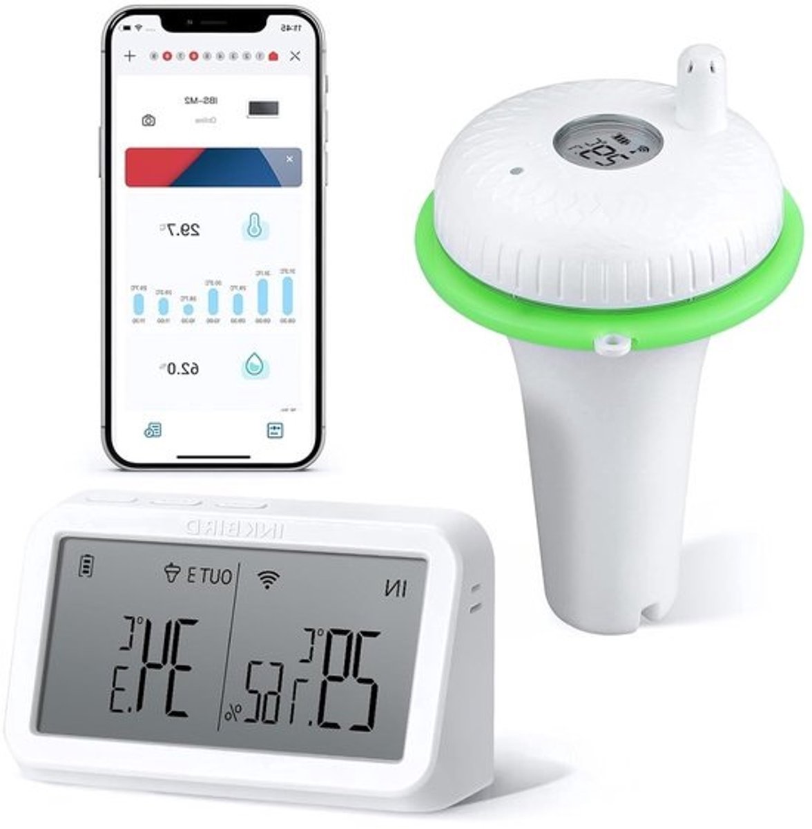 WIFI Thermometer voor Zwembaden en Hot Tubs met App Controle, 9 Kanalen en Verlengd Bereik