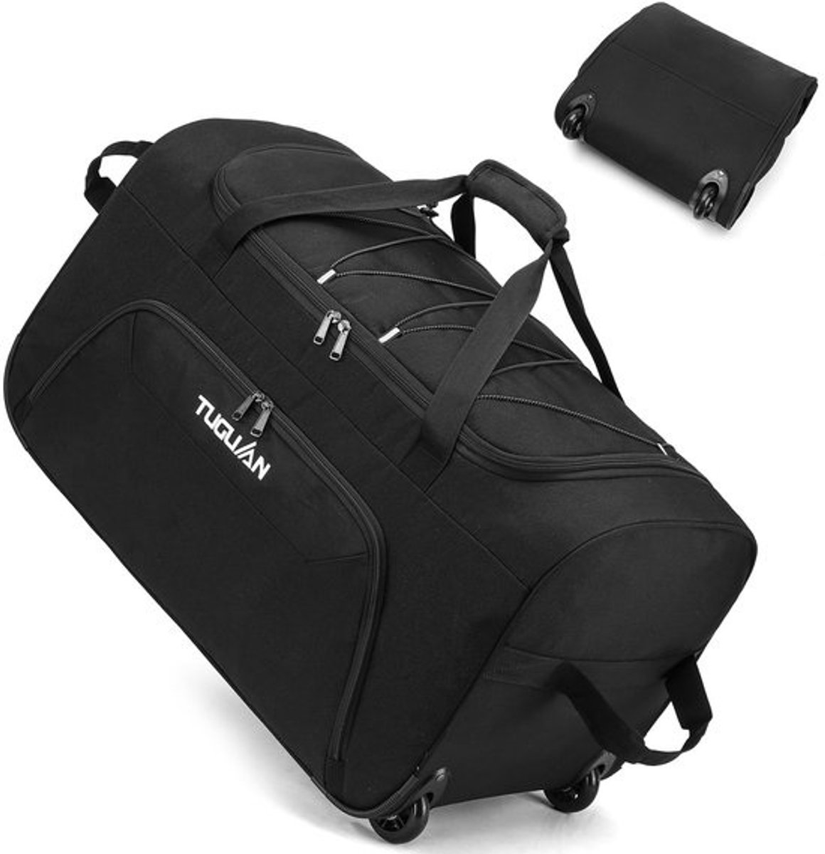 SnelShoppen - TUGUAN Handbagage met Wielen 110L, Groot Inklapbaar Licht Uitbreidbaar Karwats 71 cm Zwart Voor Vakantie, Weekendje Weg, Camping en Reiz