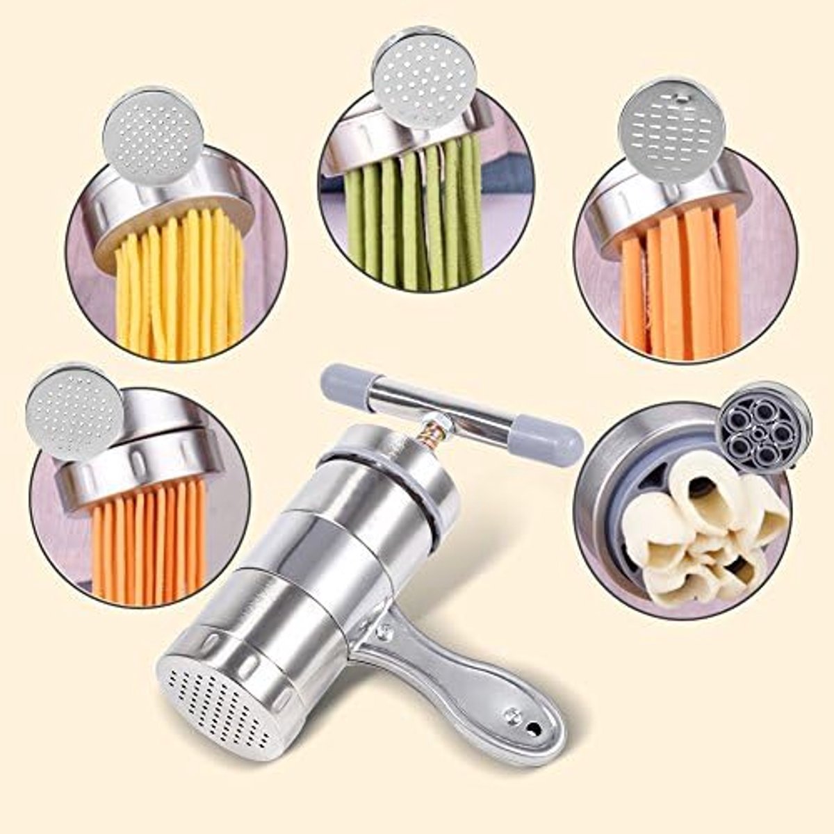 Machine voor het maken van noedels Pastamaker Noodle Juicer Drukmachine Draagbaar handbediend roestvrij staal voor verse fettuccine Spaghetti Lasagne Deegroller Perssnijder 1 st