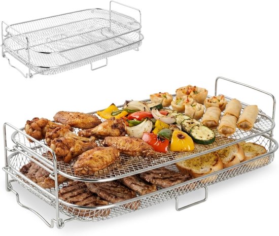 Accessoires luchtfriteuse voor Ninja Foodi FlexDrawer 10,4 l AF500EU, roestvrij stalen grillrooster voor CosorI 10 liter Dual Blaze TwinFry, airfrygrill, roasting rek — afbeelding 5