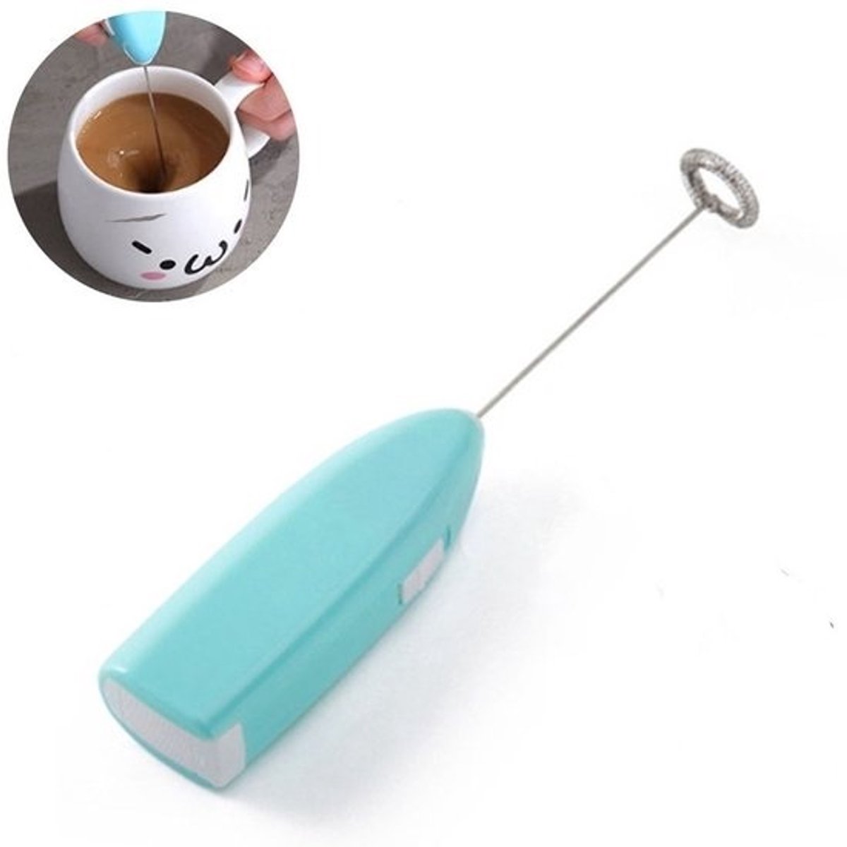 Draagbare Melkopschuimer - Keuken Garde - Drankjes Bereiden - Snel Schuim Maken - 19.8x3.5x2cm - Blauw