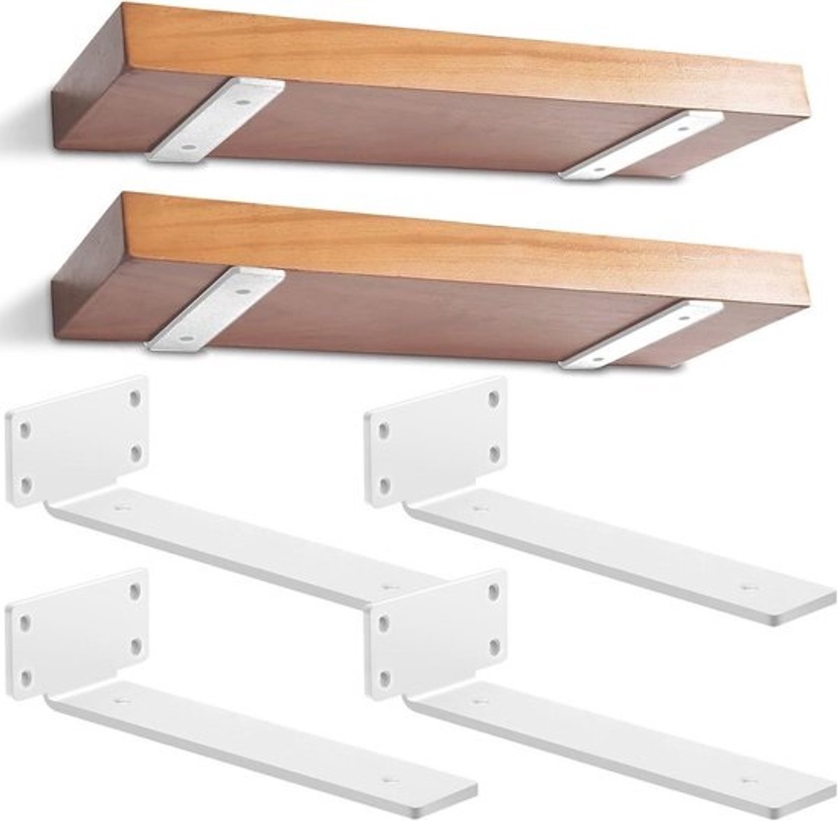 Zwevende Plankhouders voor Zware Belastingen - Onzichtbare Wandhouders (Wit, 30 cm)