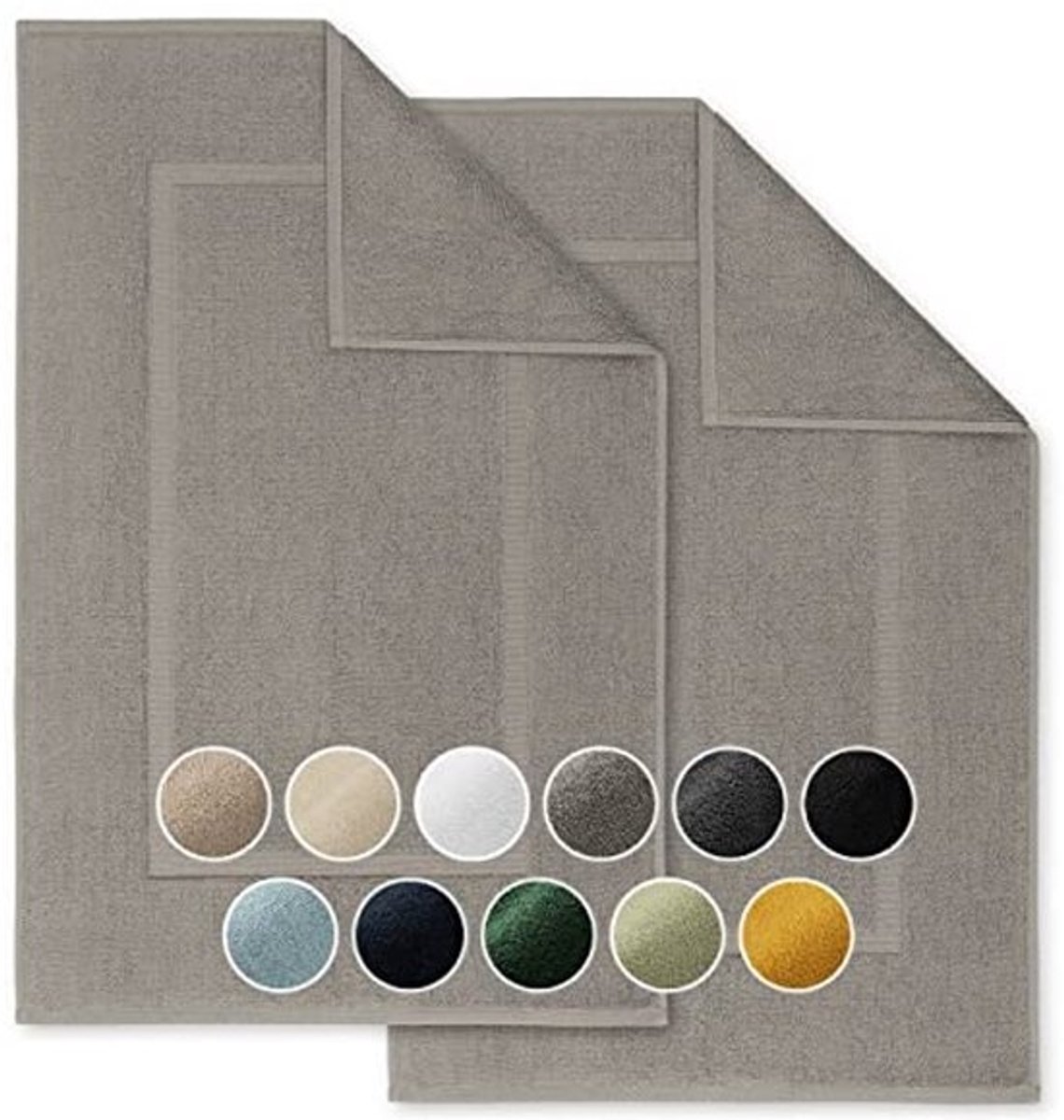 Set van 2 Badmatten - Zachte Douchematt - 100% Katoen, Oeko-Tex Gecertificeerd, 51x79 cm, Grijs