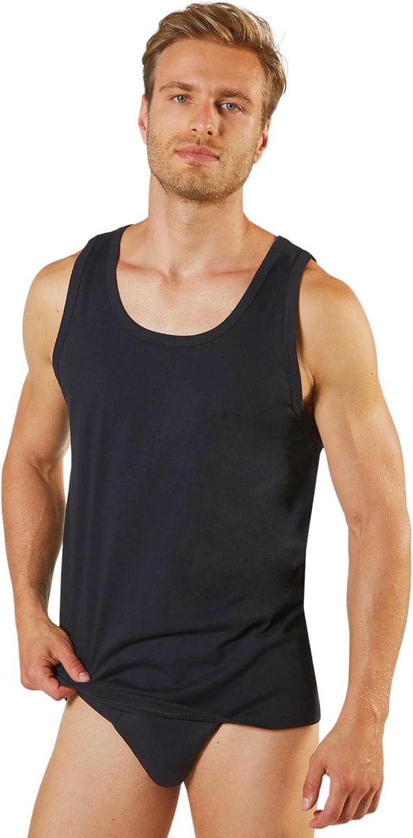 Tanktops voor heren, van 100% katoen, ComfortFit, zacht en ademend, ideaal voor alle activiteiten, 3 stuks