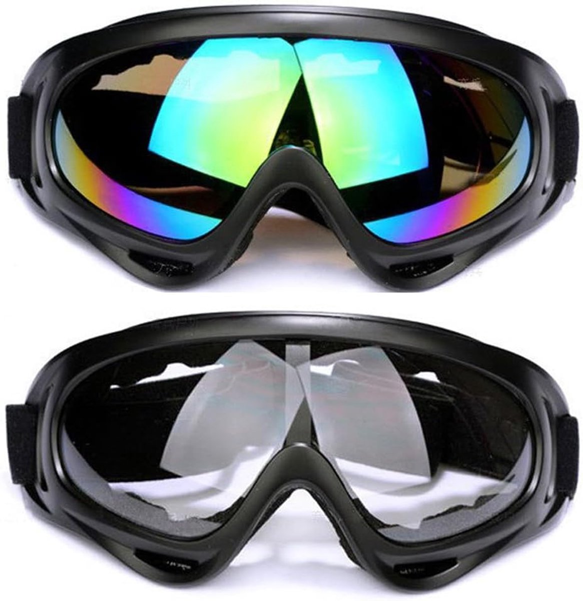 2 stuks, skibril voor heren en dames, uv-bescherming, anti-condens, motorbril, skibril, gespiegeld, geschikt voor outdoorsporten