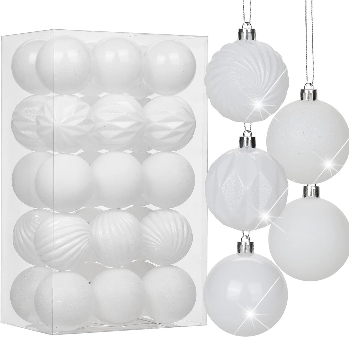 Kerstballen van 6 cm, kunststof kerstboomversiering met ophangoog, kerstboomversiering voor bruiloft, feestdagen, feest, Kerstmis, Halloween, woondecoratie