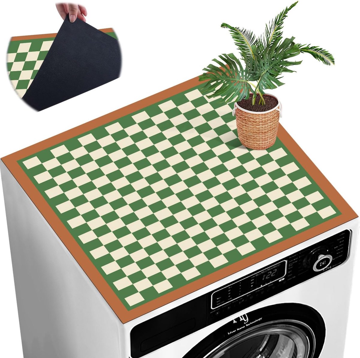 Wasmachinehoes, 60 x 60 cm, wasmachineafdekking, stofbescherming, antislip, wasmachinehoes, afdekking, keuken, afwasbaar, op maat te snijden