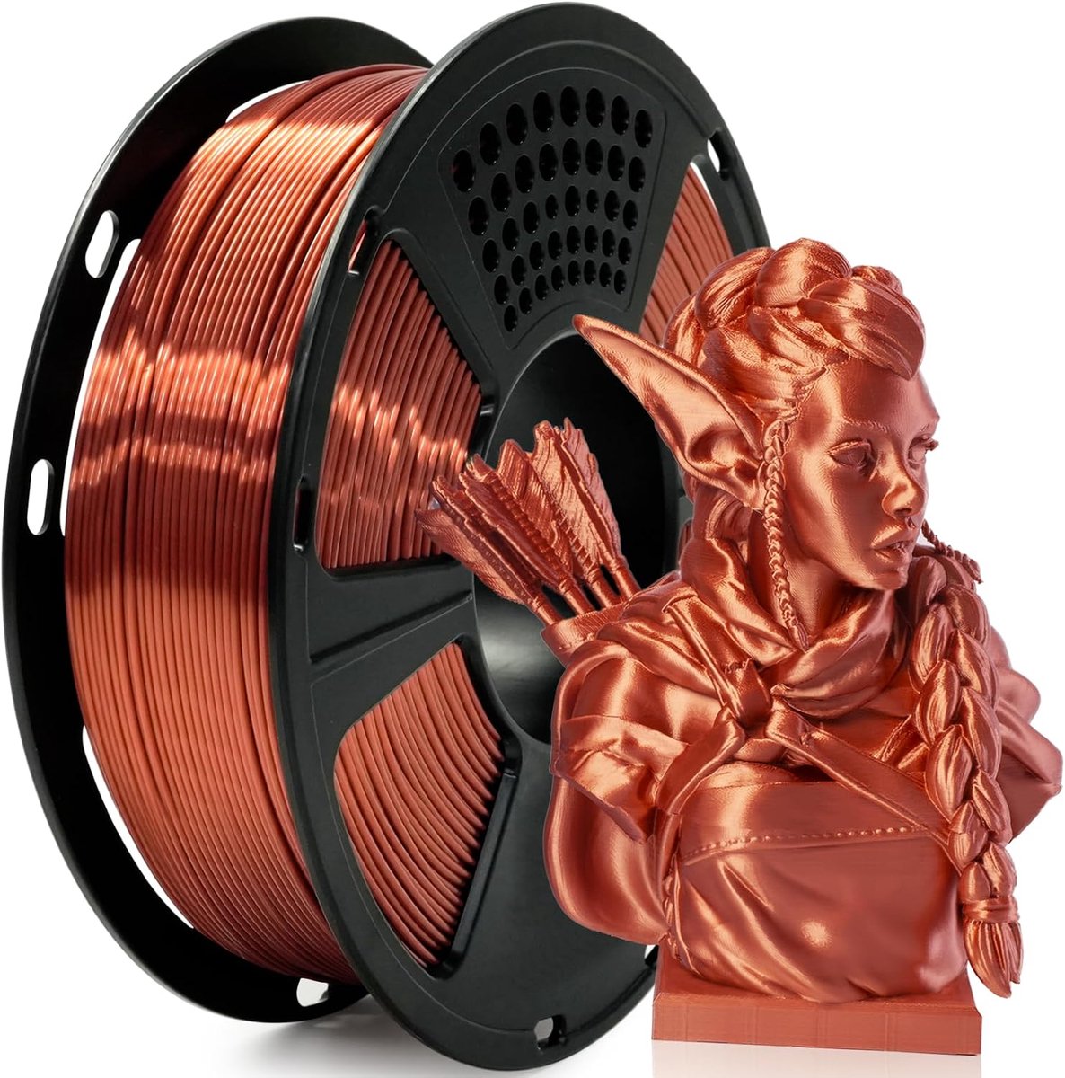 PLA-filament, 1,75 mm, Zijde koper, 3D-printer PLA-filament, 1-kg-spoel