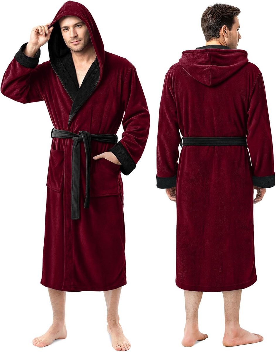 Threads Ny Threads Hooded Bathrobe heren Fleece badjas met capuchon